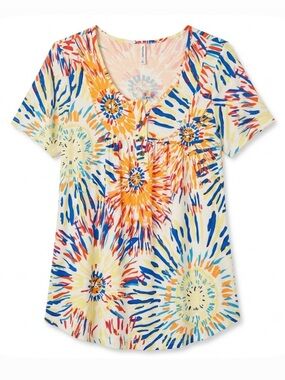 POPYOUNG Tie Dye Relax Fit Tunic Top, Women’s M, Multicolor